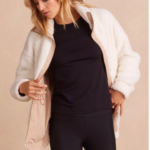 Summersalt high pile full zip Sherpa fleece jacket cinch waist soft fur XL - Picture 10 of 10